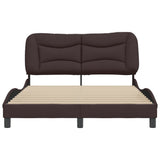 Cadre de lit sans matelas marron foncé 140x200 cm tissu