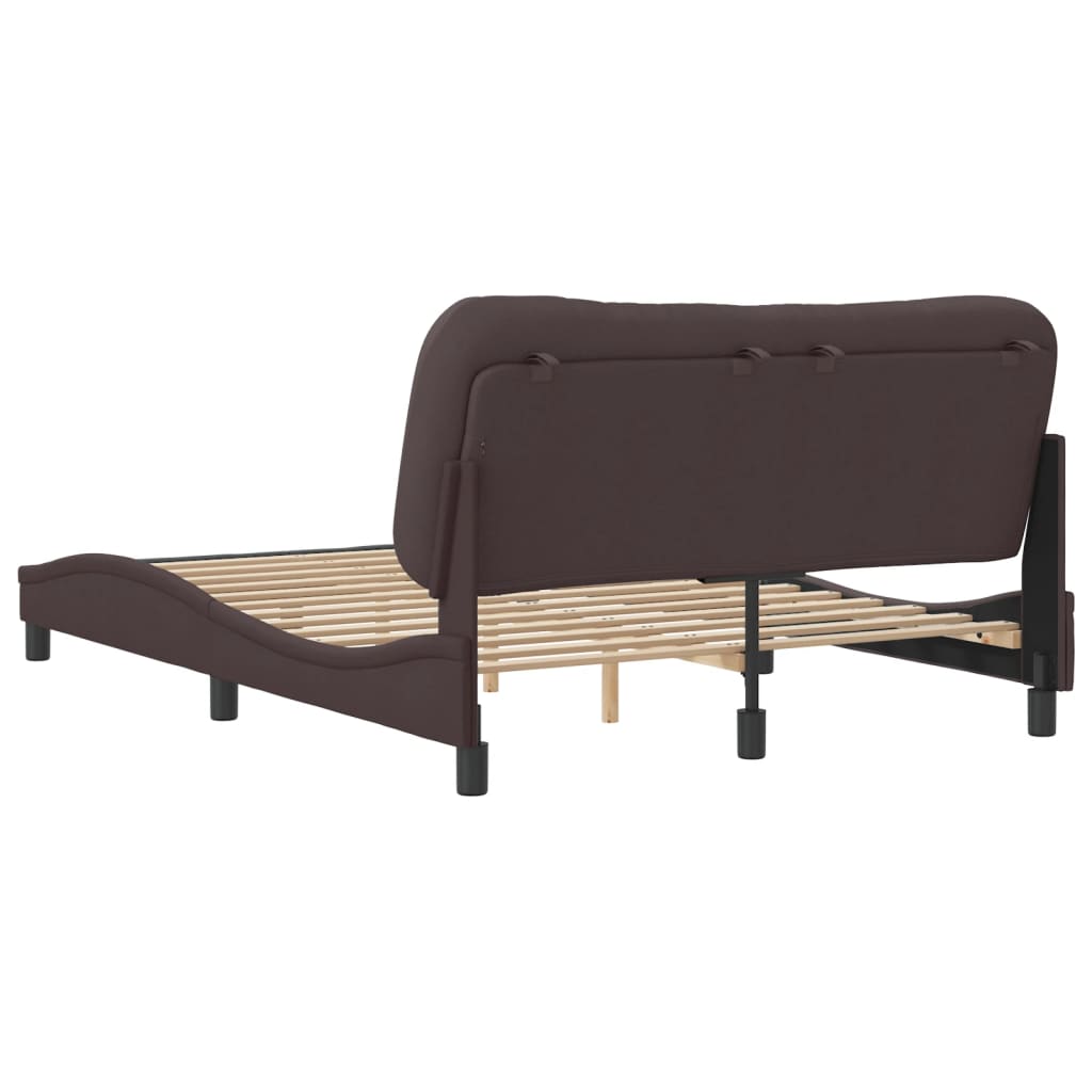 Cadre de lit sans matelas marron foncé 140x200 cm tissu