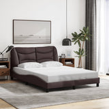 Cadre de lit sans matelas marron foncé 140x200 cm tissu