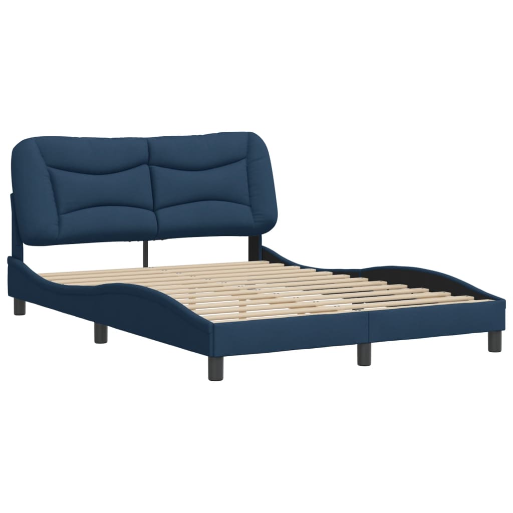 Bed frame without mattress blue 140x200 cm fabric