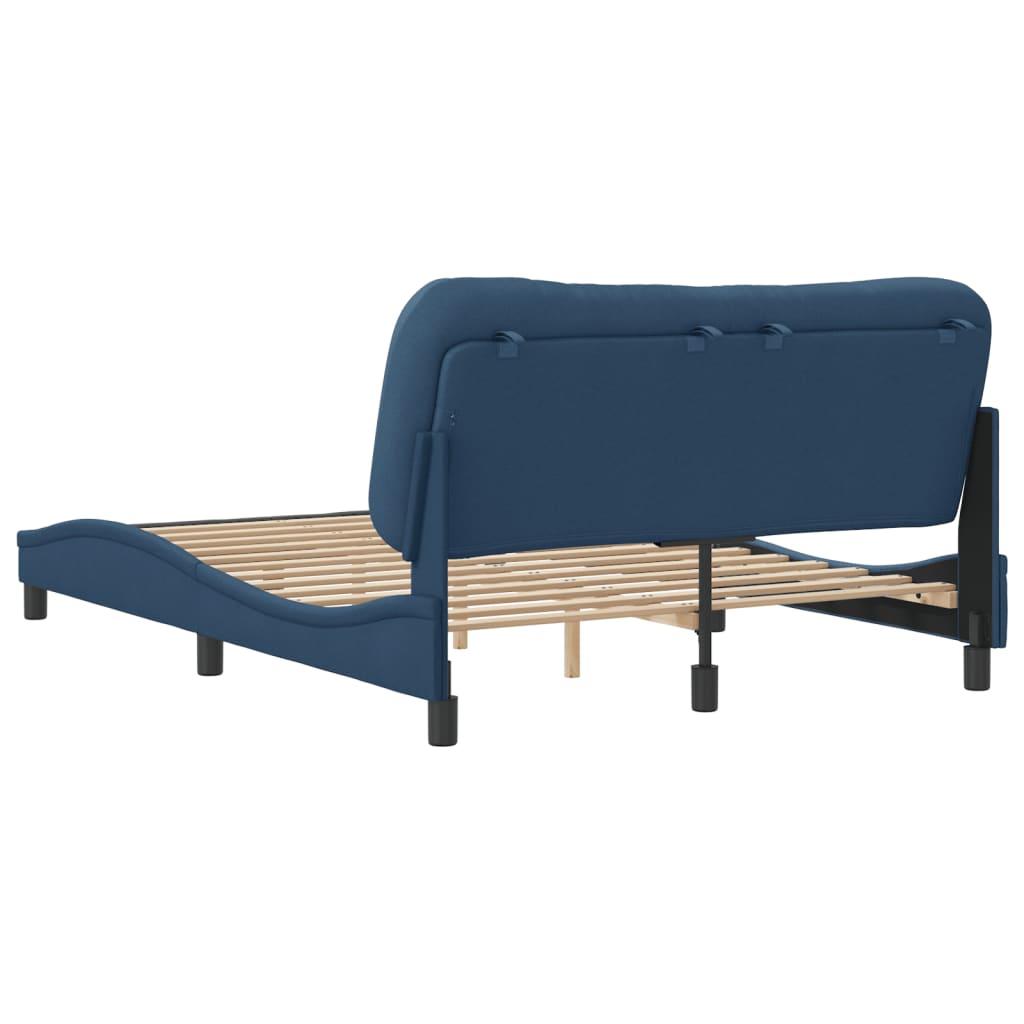 Bed frame without mattress blue 140x200 cm fabric