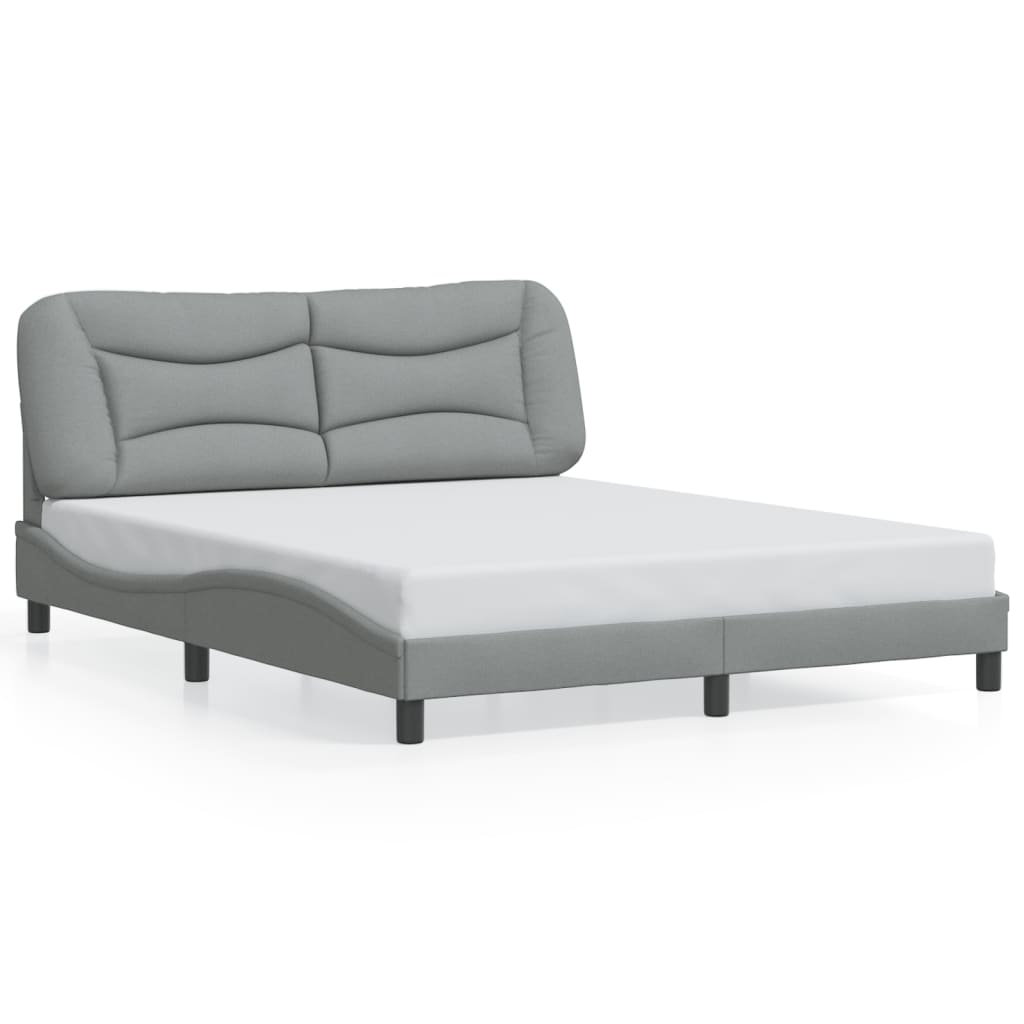 Cadre de lit sans matelas gris clair 160x200 cm tissu