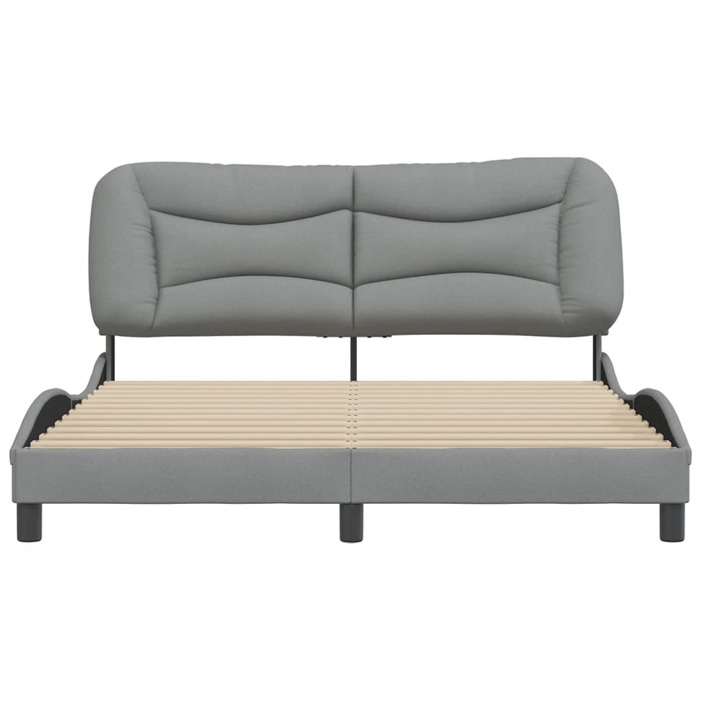 Cadre de lit sans matelas gris clair 160x200 cm tissu