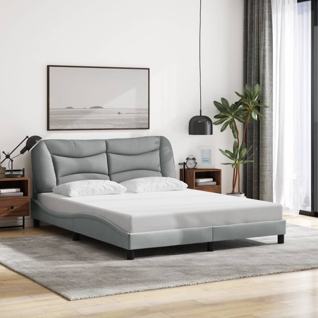 Cadre de lit sans matelas gris clair 160x200 cm tissu