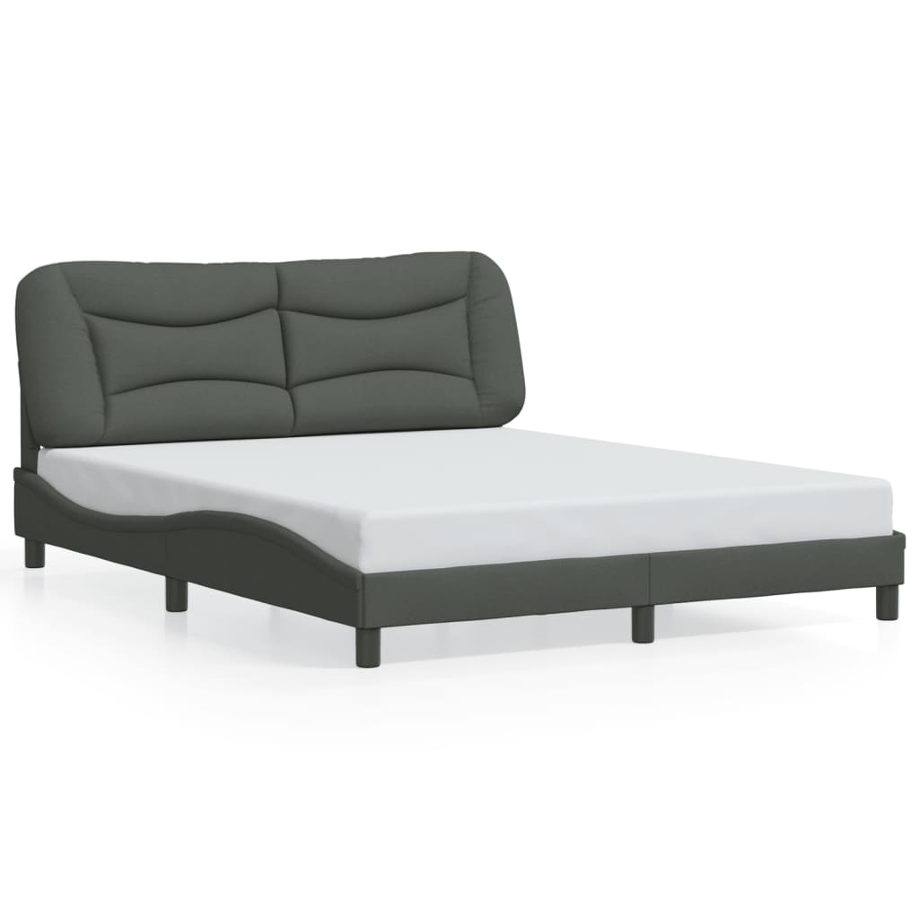 Cadre de lit sans matelas gris foncé 160x200 cm tissu