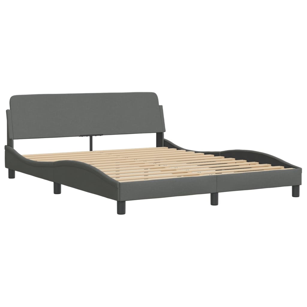 Cadre de lit sans matelas gris foncé 160x200 cm tissu