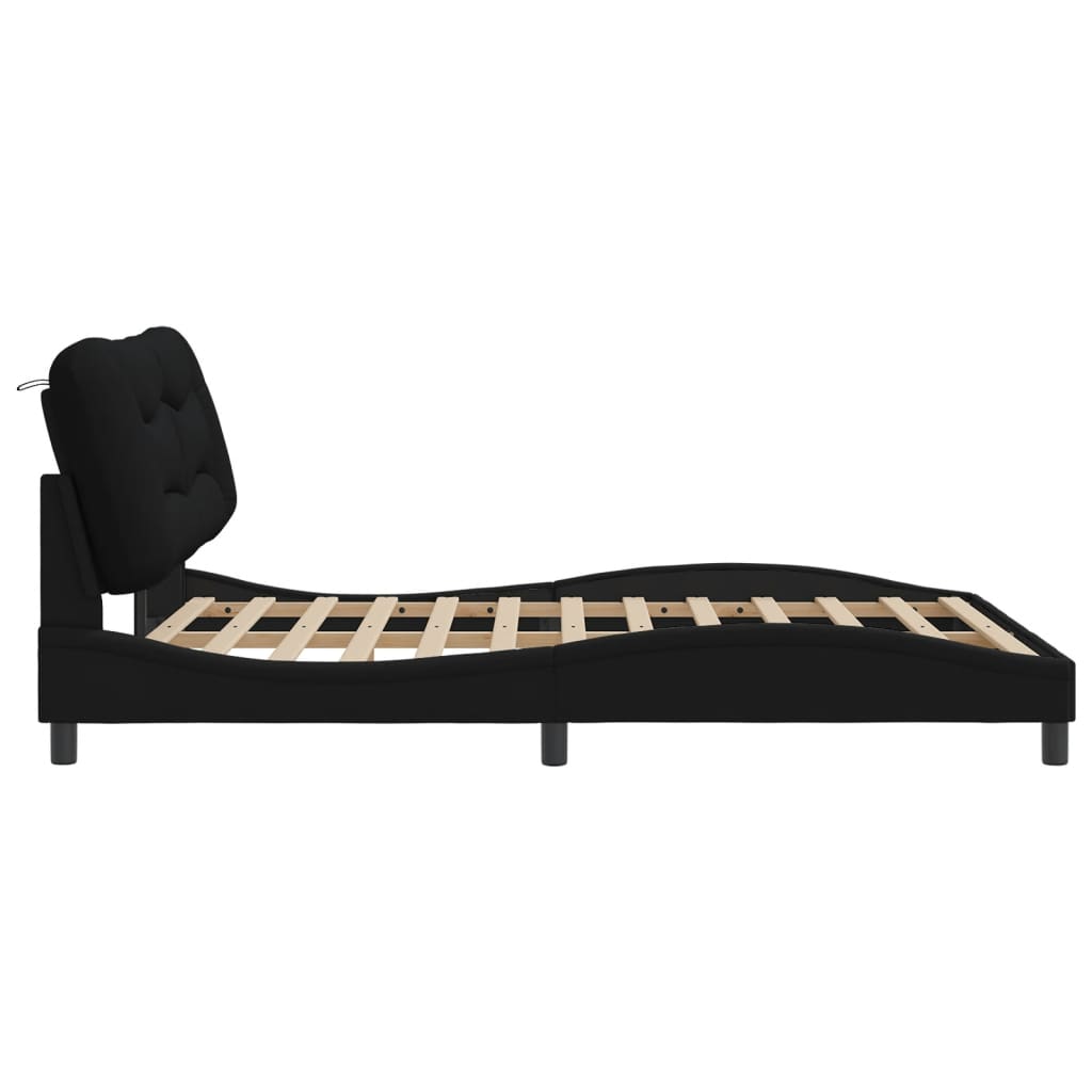 Cadre de lit sans matelas noir 160x200 cm tissu