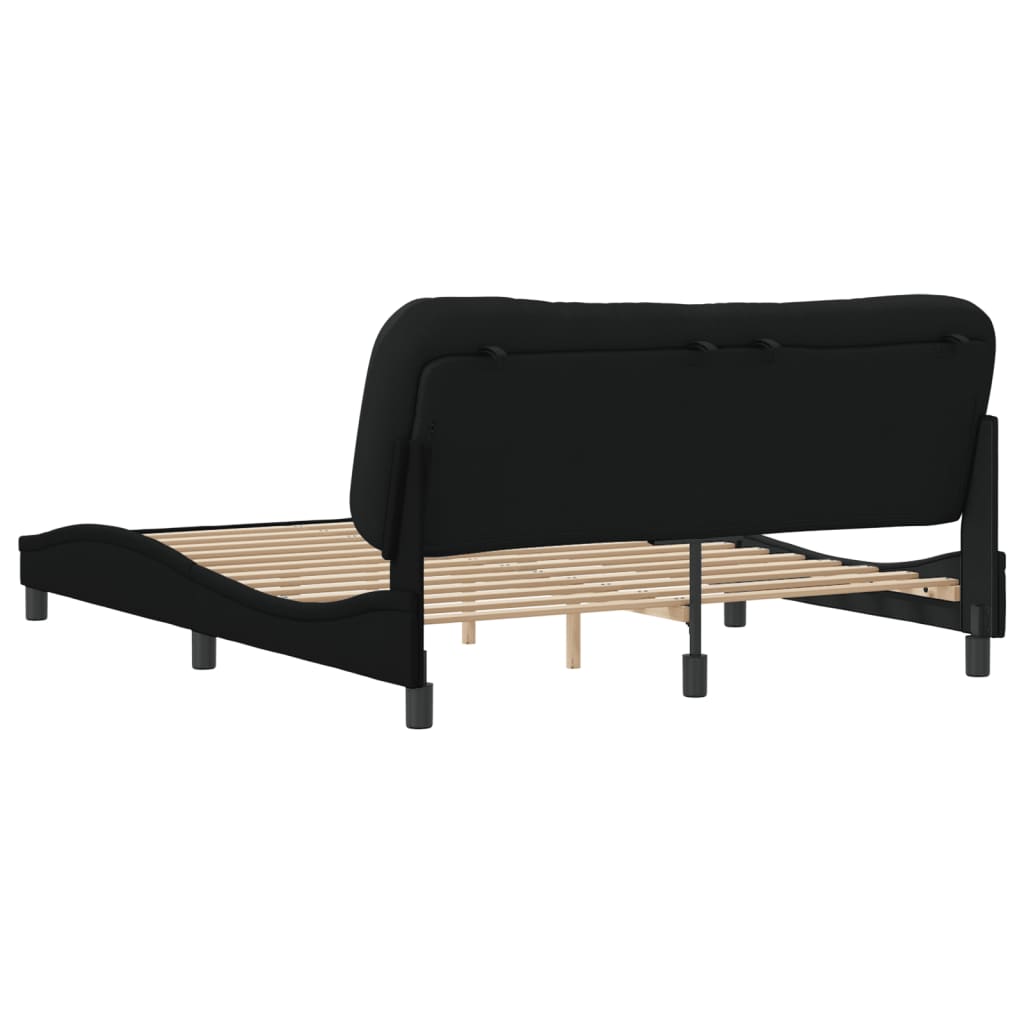 Cadre de lit sans matelas noir 160x200 cm tissu