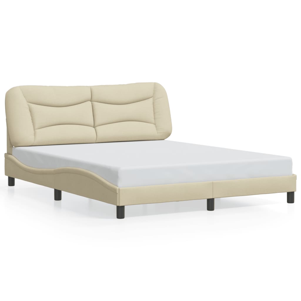 Cadre de lit sans matelas crème 160x200 cm tissu