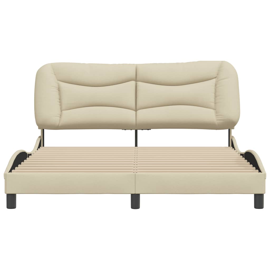 Cadre de lit sans matelas crème 160x200 cm tissu