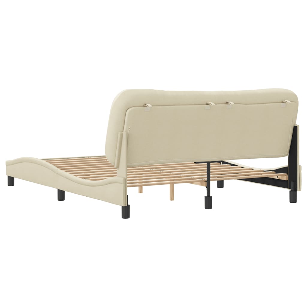 Cadre de lit sans matelas crème 160x200 cm tissu