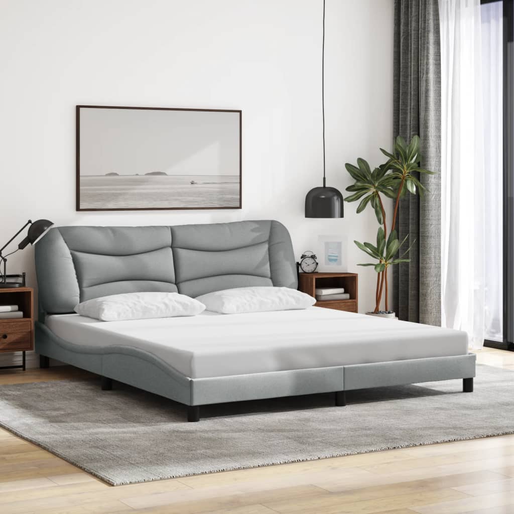 Cadre de lit sans matelas gris clair 180x200 cm tissu