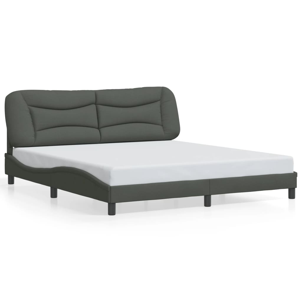 Cadre de lit sans matelas gris foncé 180x200 cm tissu