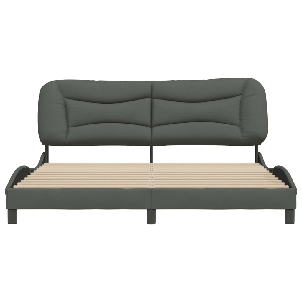 Cadre de lit sans matelas gris foncé 180x200 cm tissu