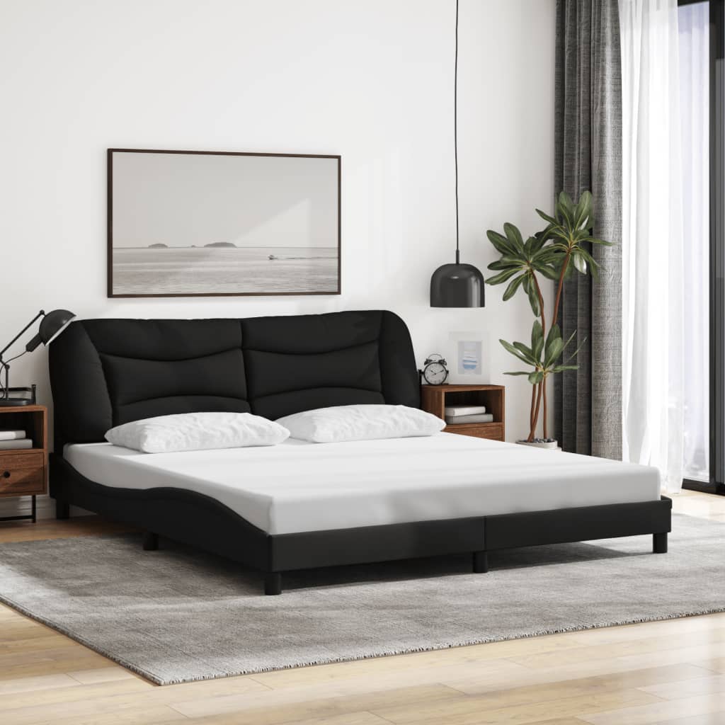 Cadre de lit sans matelas noir 180x200 cm tissu