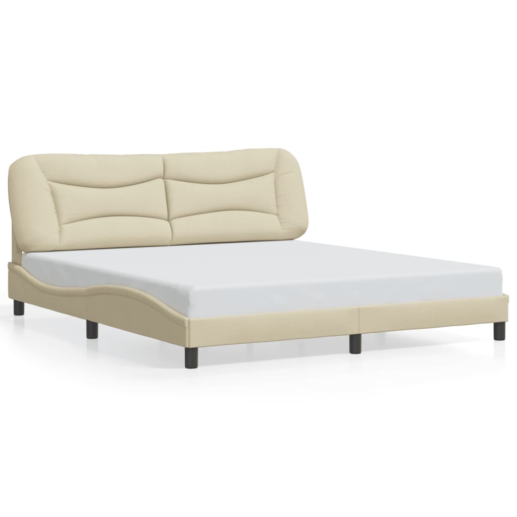 Cadre de lit sans matelas crème 180x200 cm tissu