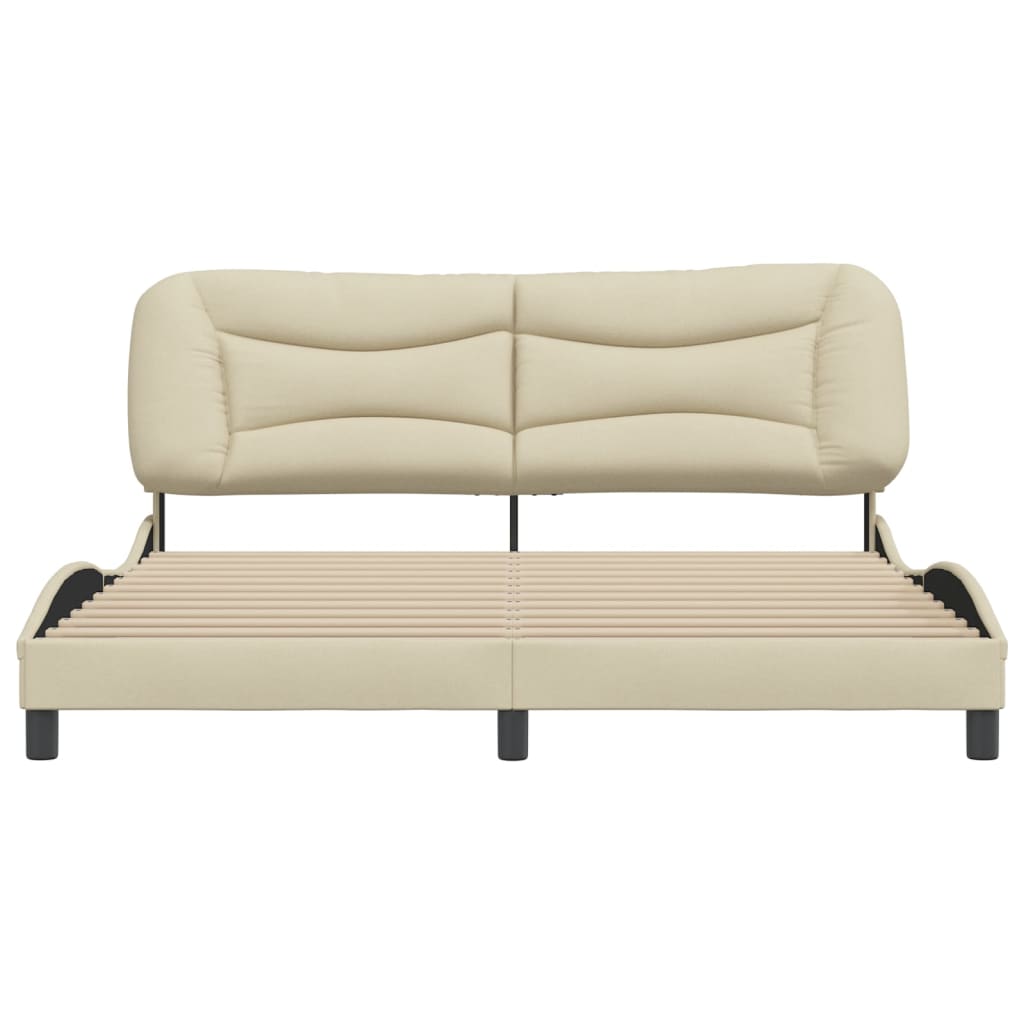 Cadre de lit sans matelas crème 180x200 cm tissu