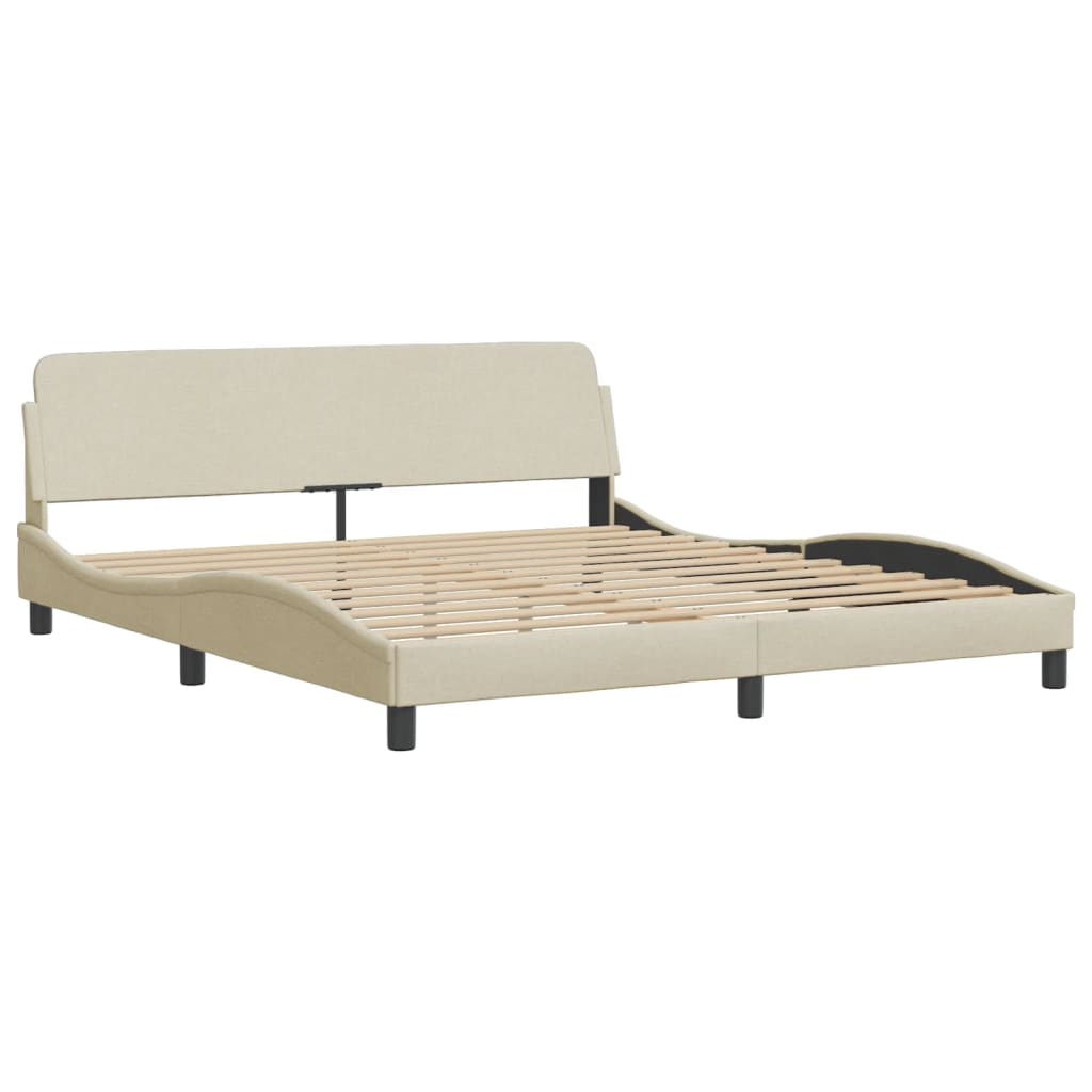 Cadre de lit sans matelas crème 180x200 cm tissu