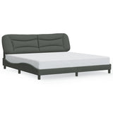 Cadre de lit sans matelas gris foncé 200x200 cm tissu