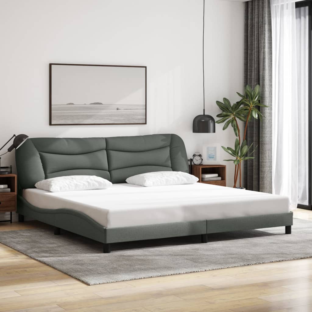 Cadre de lit sans matelas gris foncé 200x200 cm tissu