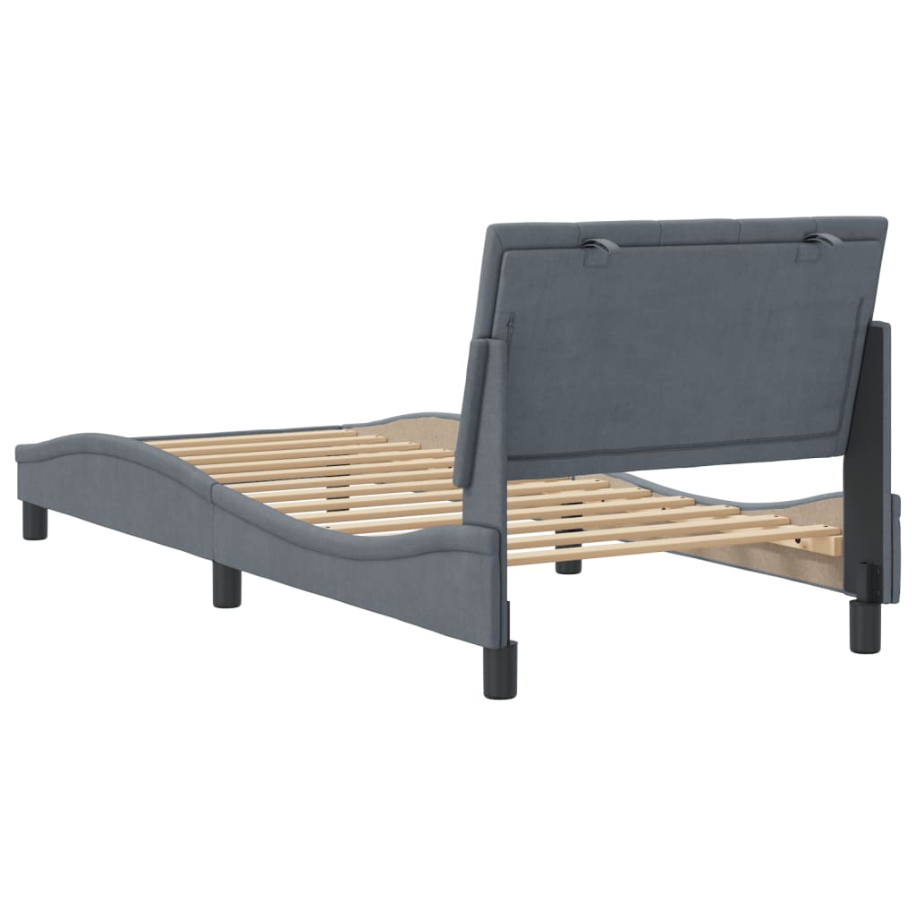 Cadre de lit sans matelas gris foncé 80x200 cm velours