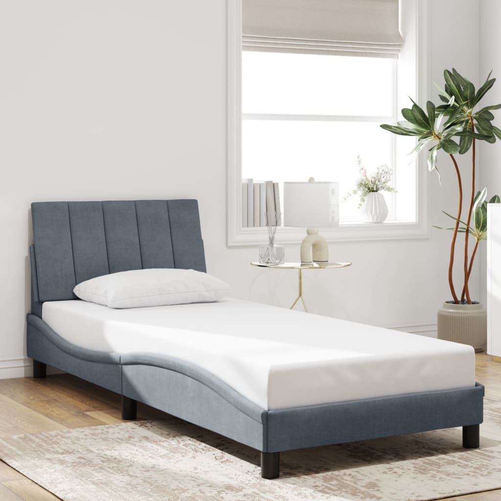 Cadre de lit sans matelas gris foncé 80x200 cm velours