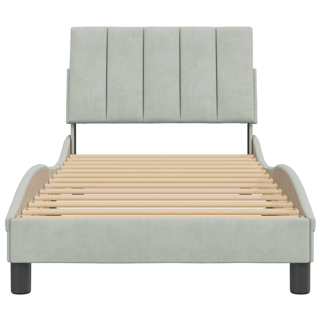 Cadre de lit sans matelas gris clair 90x190 cm velours