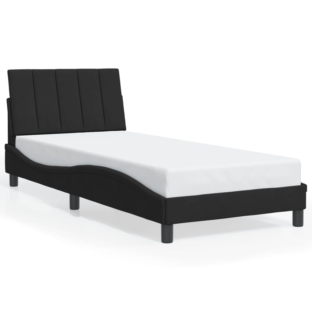 Cadre de lit sans matelas noir 90x190 cm velours