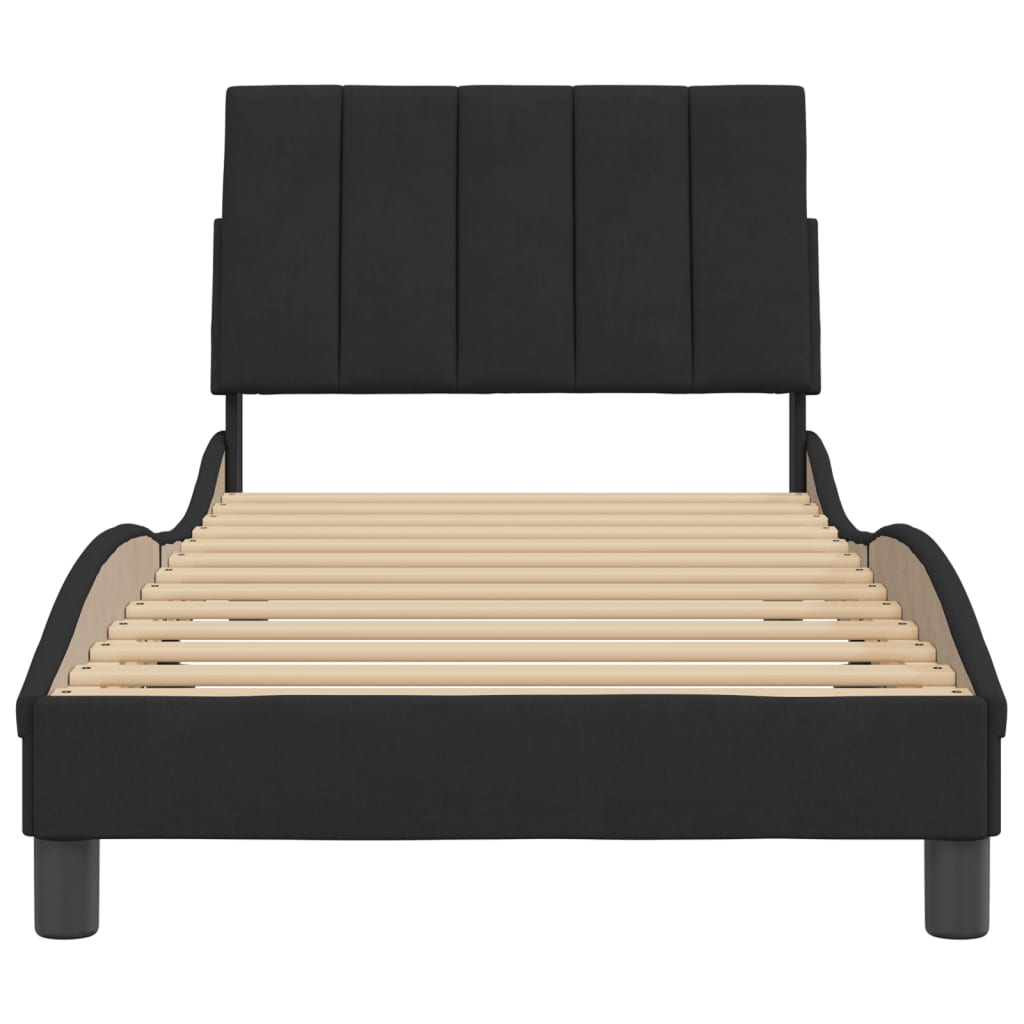 Cadre de lit sans matelas noir 90x190 cm velours