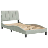 Cadre de lit sans matelas gris clair 90x200 cm velours