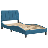 Cadre de lit sans matelas bleu 90x200 cm velours