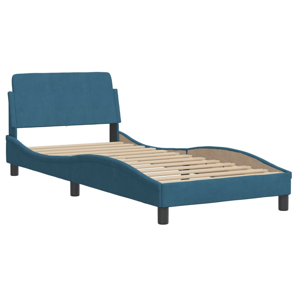 Cadre de lit sans matelas bleu 90x200 cm velours