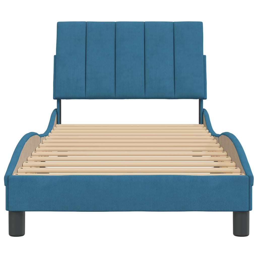 Cadre de lit sans matelas bleu 90x200 cm velours