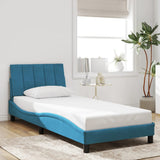 Cadre de lit sans matelas bleu 90x200 cm velours