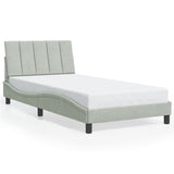 Cadre de lit sans matelas gris clair 100x200 cm velours