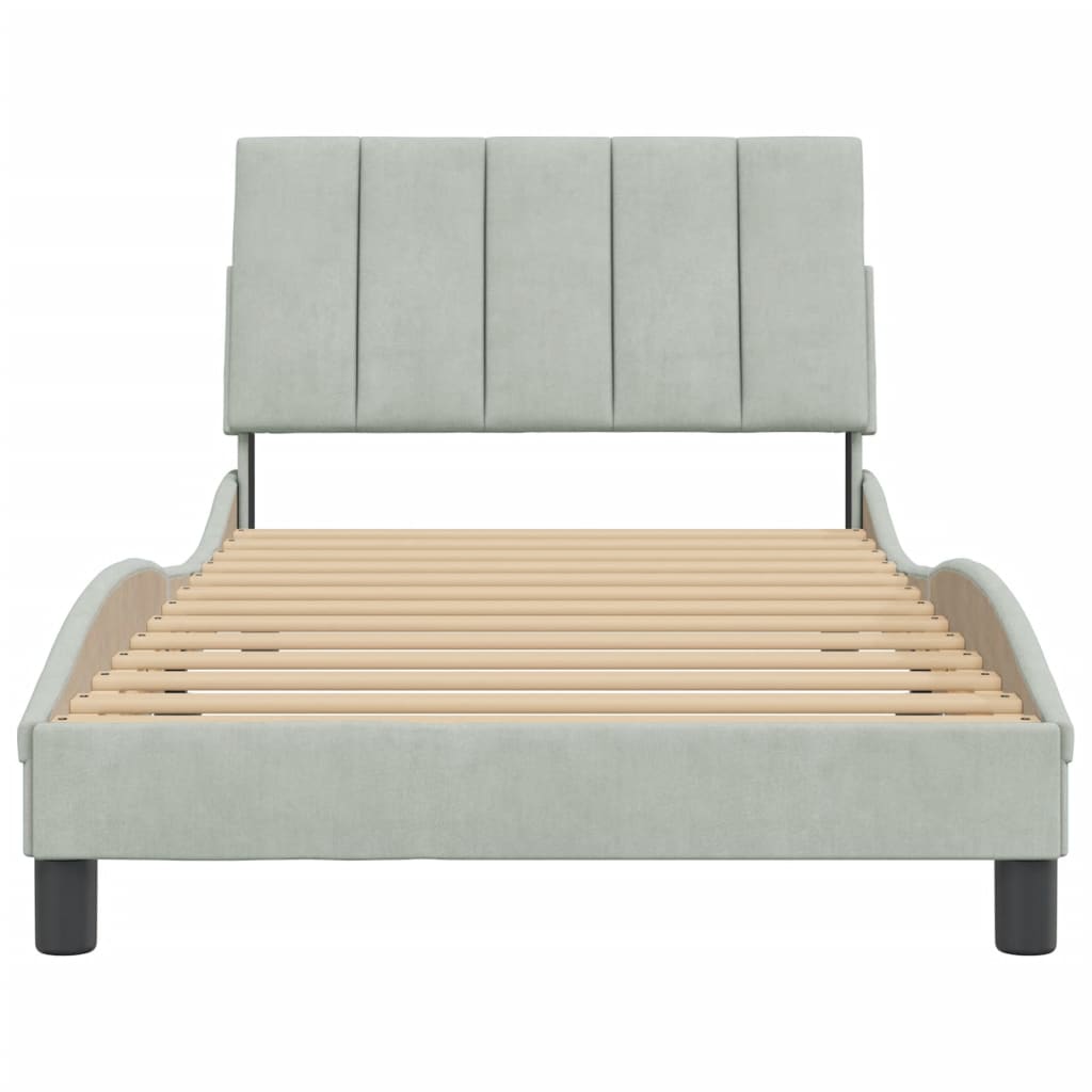 Cadre de lit sans matelas gris clair 100x200 cm velours