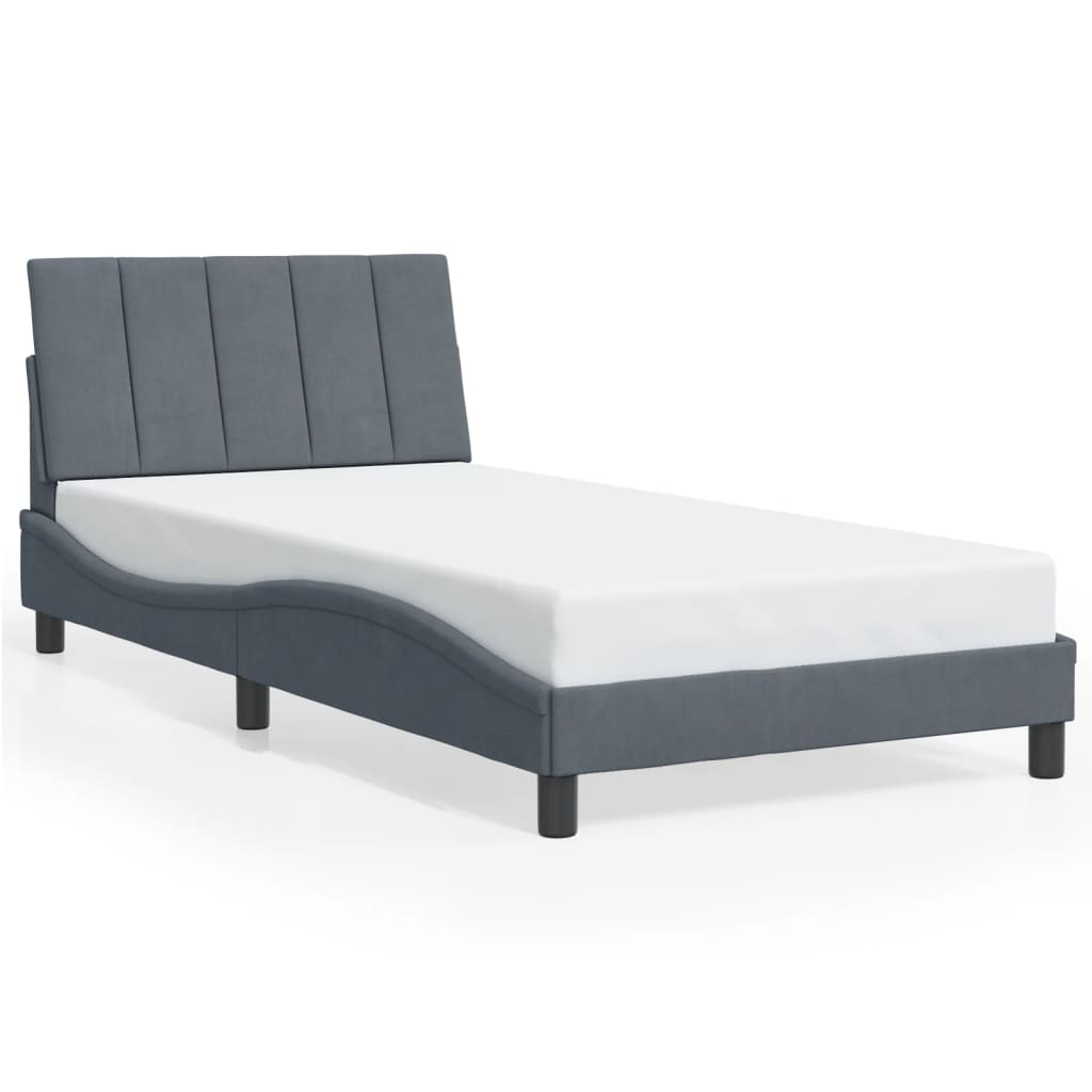 Cadre de lit sans matelas gris foncé 100x200 cm velours