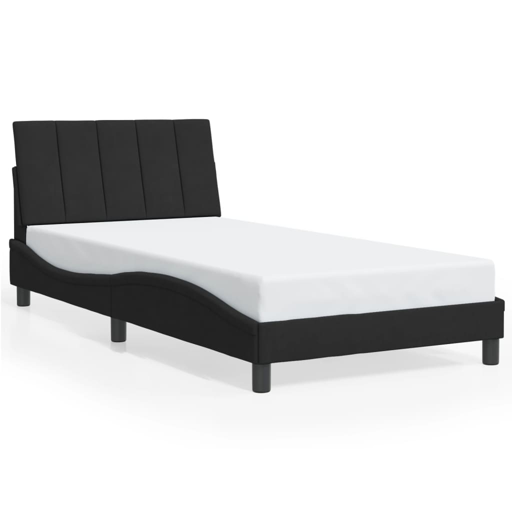 Cadre de lit sans matelas noir 100x200 cm velours