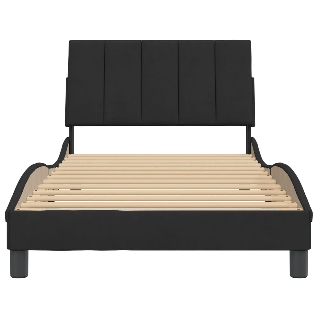 Cadre de lit sans matelas noir 100x200 cm velours