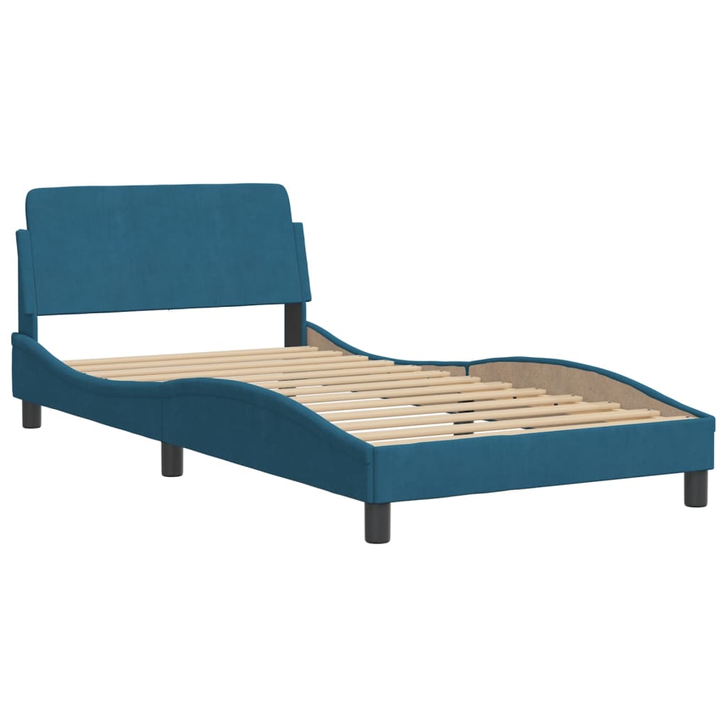 Cadre de lit sans matelas bleu 100x200 cm velours