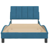 Cadre de lit sans matelas bleu 100x200 cm velours