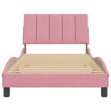 Cadre de lit sans matelas rose 100x200 cm velours