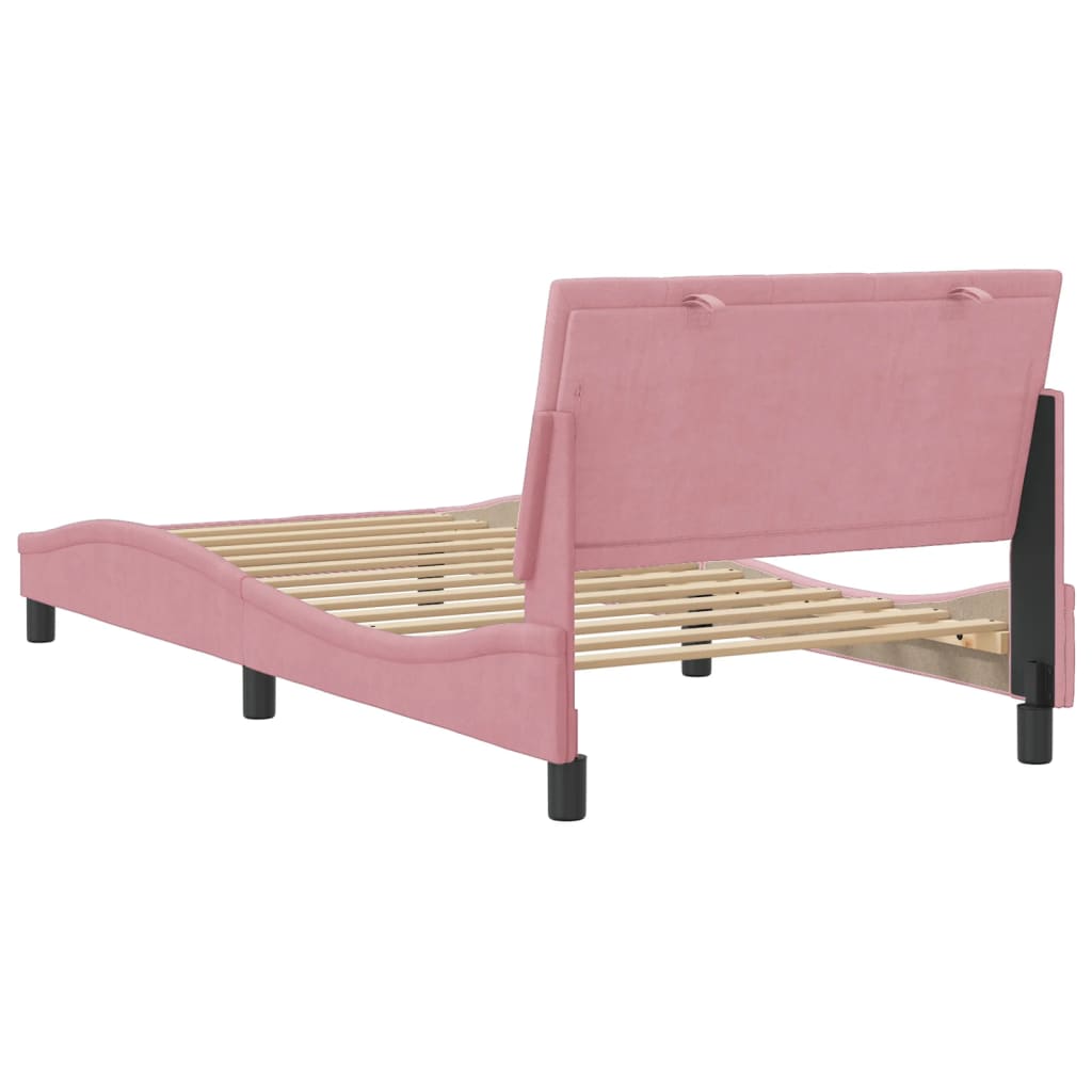 Cadre de lit sans matelas rose 100x200 cm velours