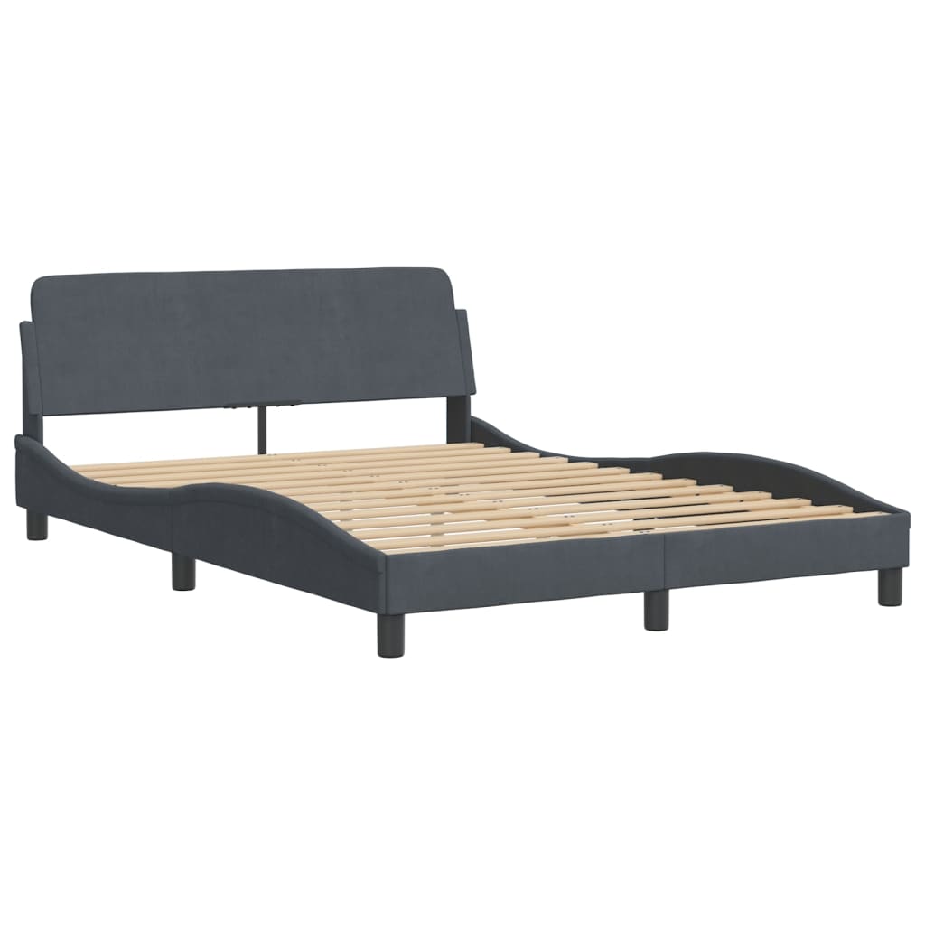 Cadre de lit sans matelas gris foncé 120x200 cm velours