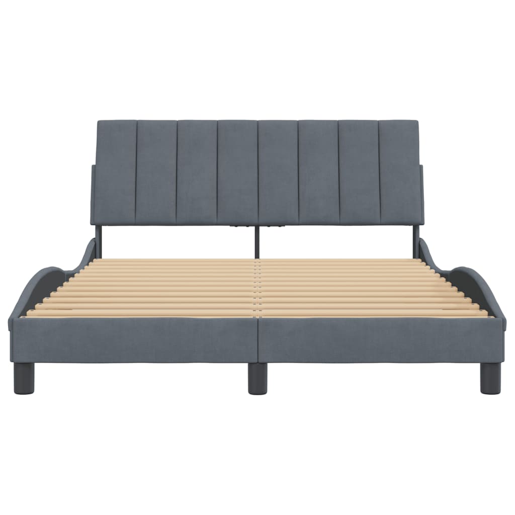 Cadre de lit sans matelas gris foncé 120x200 cm velours