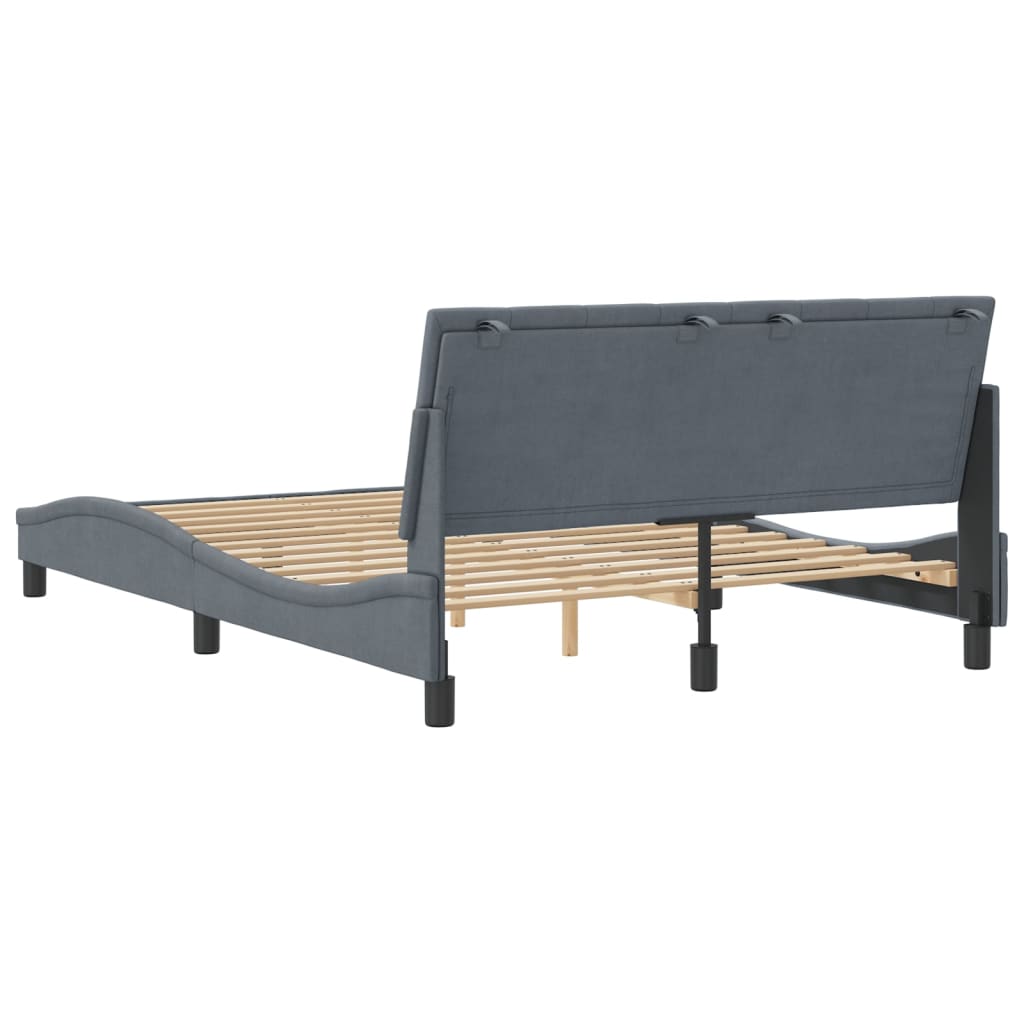 Cadre de lit sans matelas gris foncé 120x200 cm velours