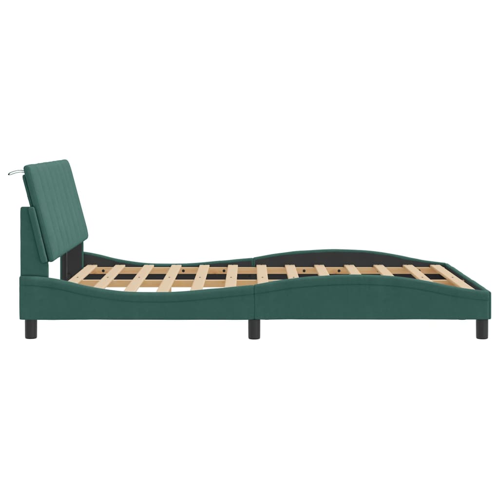 Cadre de lit sans matelas vert foncé 120x200 cm velours