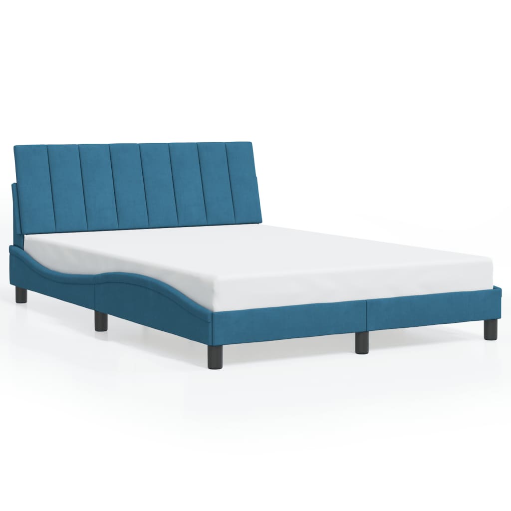 Cadre de lit sans matelas bleu 120x200 cm velours