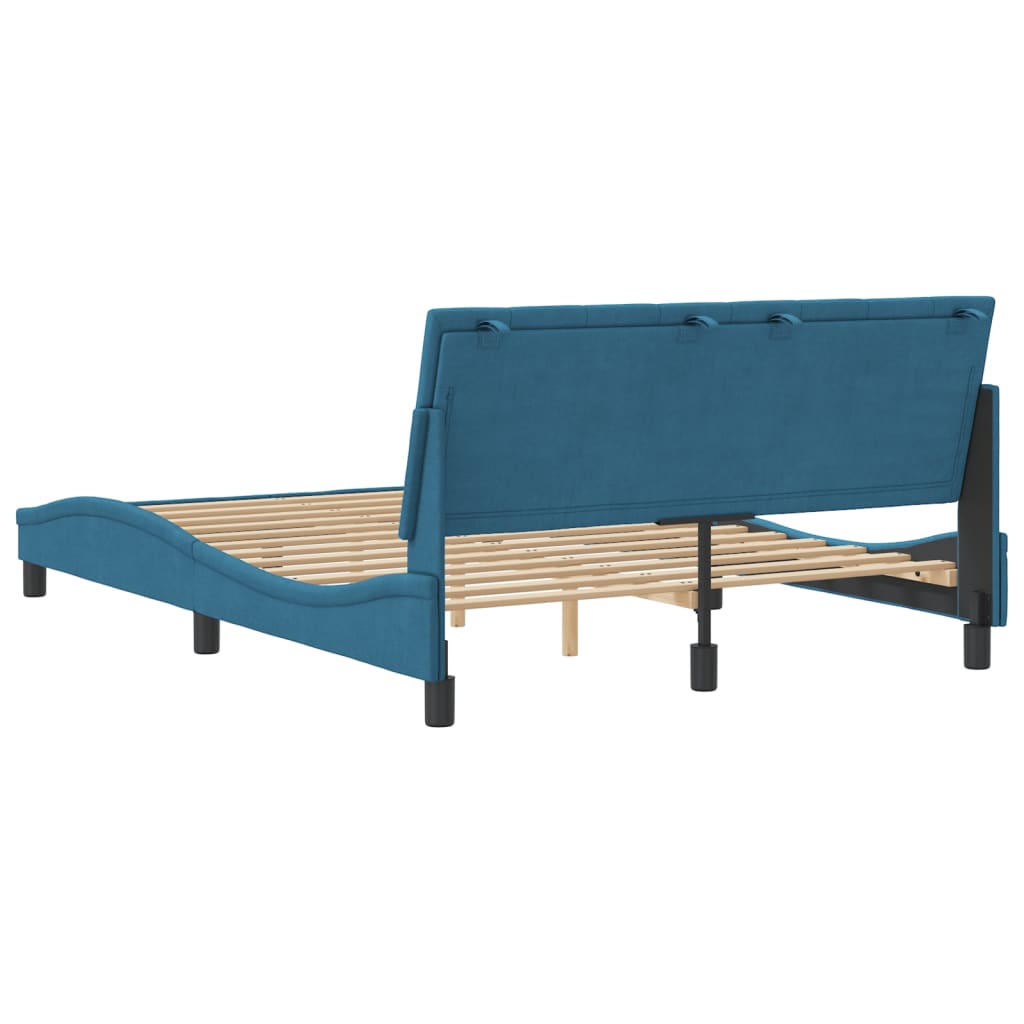 Cadre de lit sans matelas bleu 120x200 cm velours