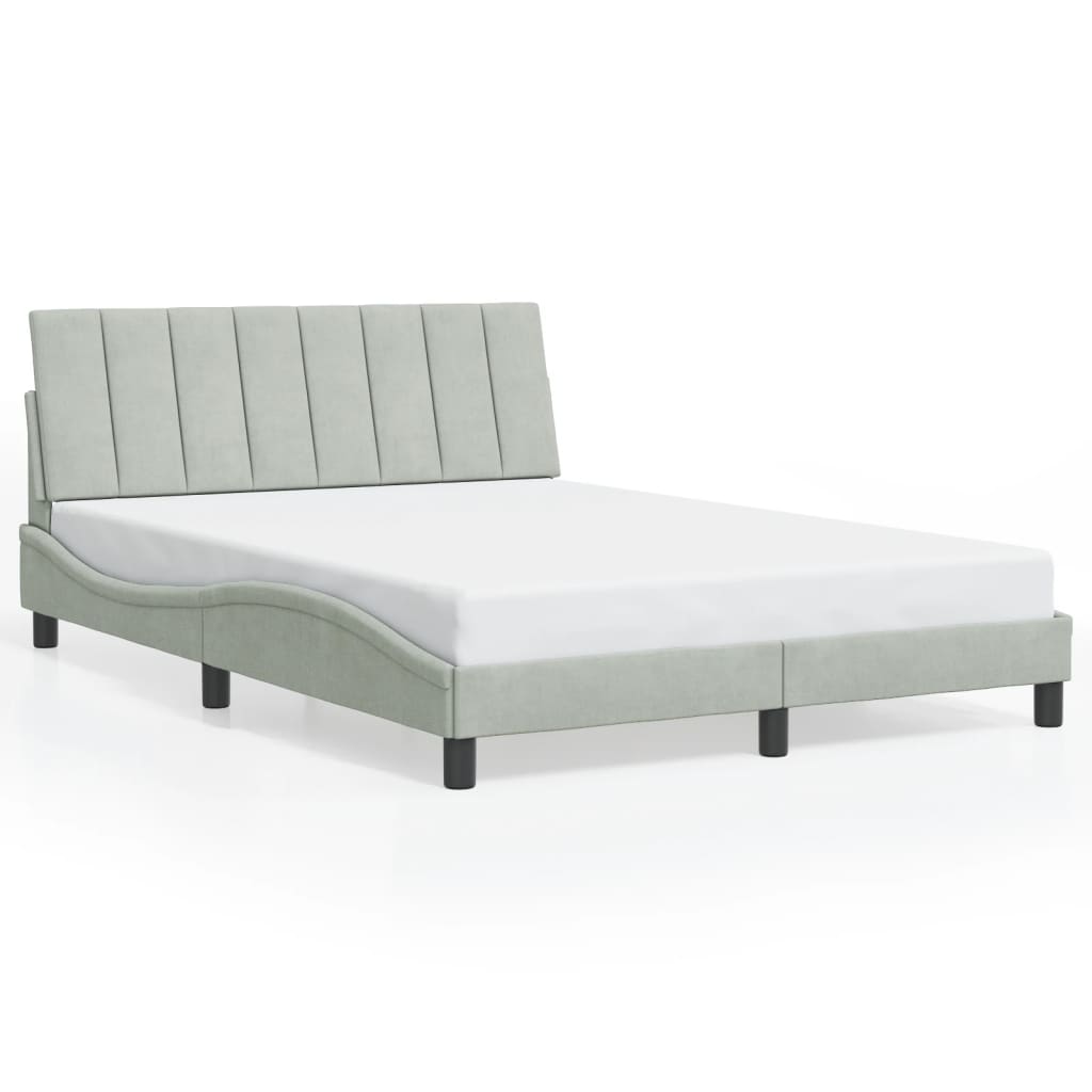 Cadre de lit sans matelas gris clair 140x190 cm velours